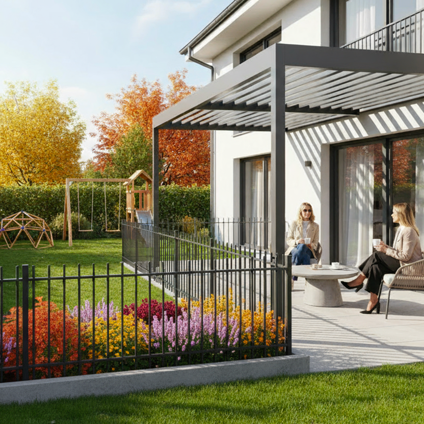  recinzione modulare all'esterno di una villetta a schiera 